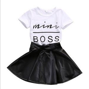 Toddler Girls Shirt+Faux Leather Skirt Sz 5/6
